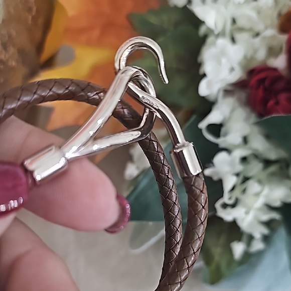 Hermes Brown Braided Leather Bracelet with BOX - Picture 2 of 4
